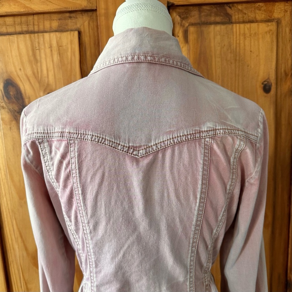 Vintage Y2K Guess Los Angeles Faded Washed Pink Button Up Shirt Cinch Waist - M - Picture 14 of 15